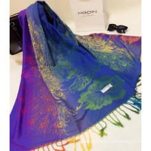 Wholesale china shawl jacquard peacock pattern winter ombre scarf